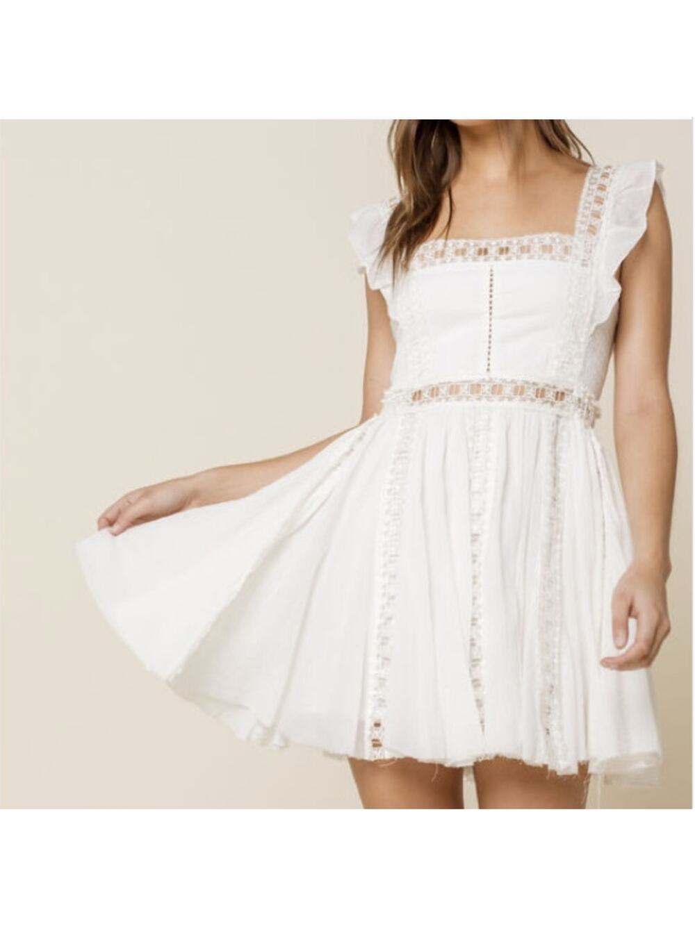 Free People White Verona Mini Dress